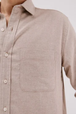 Cortefiel Camisa franela espiga Beige Online