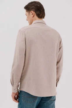 Cortefiel Camisa franela espiga Beige Online