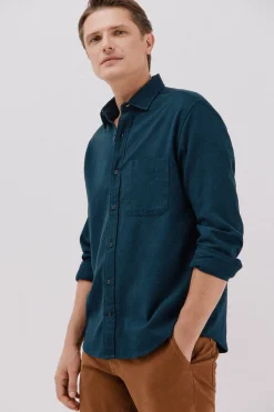 Cortefiel Camisa franela espiga Azul marino New