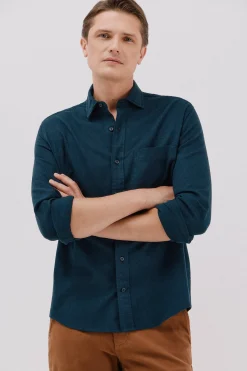 Cortefiel Camisa franela espiga Azul marino New