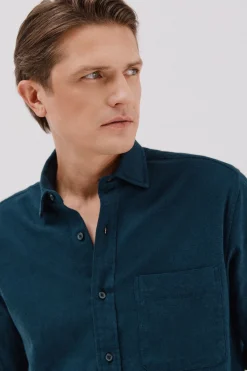 Cortefiel Camisa franela espiga Azul marino New