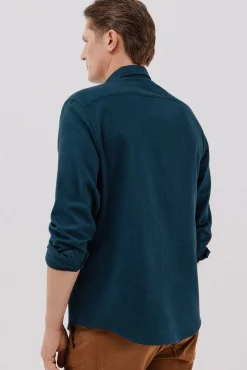 Cortefiel Camisa franela espiga Azul marino New