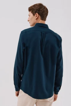 Cortefiel Camisa gabardina Tencel Azul marino Outlet