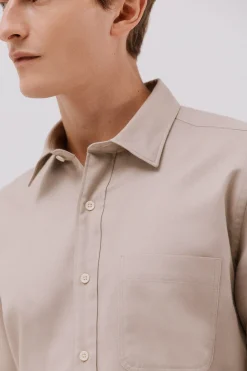 Cortefiel Camisa gabardina Tencel Beige