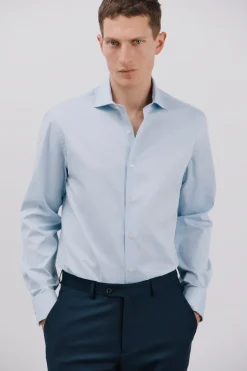 Cortefiel Camisa gemelos lisa fácil plancha Azul Outlet