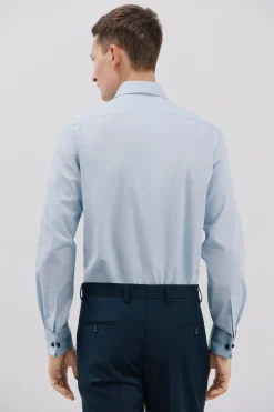 Cortefiel Camisa gemelos lisa fácil plancha Azul Outlet