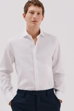 Cortefiel Camisa gemelos lisa fácil plancha Blanco New