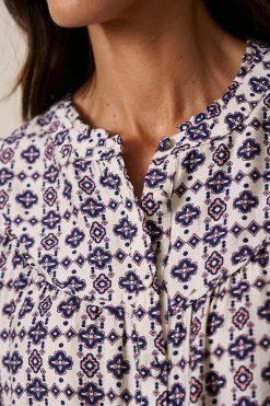 Polín Et Moi Camisa geométrica Lila Estampado blanco Discount