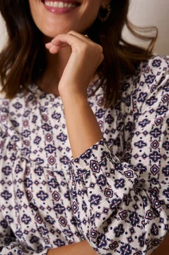 Polín Et Moi Camisa geométrica Lila Estampado blanco Discount