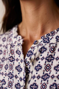 Polín Et Moi Camisa geométrica Lila Estampado blanco Discount