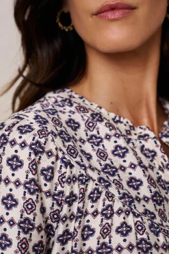 Polín Et Moi Camisa geométrica Lila Estampado blanco Discount