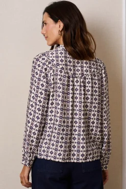 Polín Et Moi Camisa geométrica Lila Estampado blanco Discount