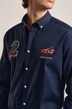 Valecuatro Camisa hombre modelo caballos Azul marino Clearance