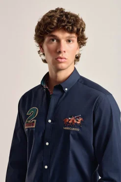 Valecuatro Camisa hombre modelo caballos Azul marino Clearance