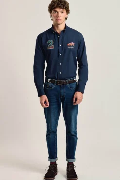 Valecuatro Camisa hombre modelo caballos Azul marino Clearance