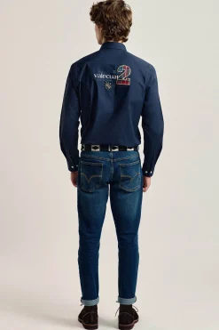 Valecuatro Camisa hombre modelo caballos Azul marino Clearance