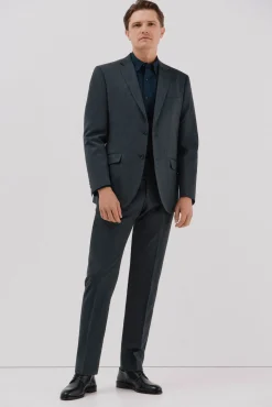 Cortefiel Camisa lisa algodón tencel Azul marino