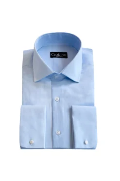 Cloking Camisa Lisa con doble Puño Cuello Inglés Azul