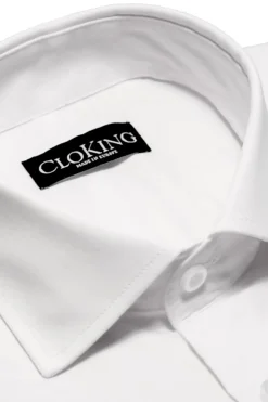 Cloking Camisa Lisa con doble Puño Cuello Inglés Blanco