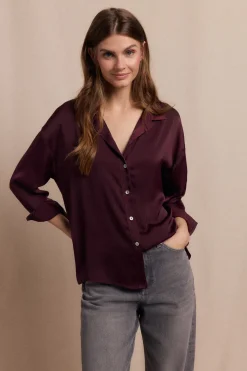 Slowlove Camisa lisa satinada Vino Outlet