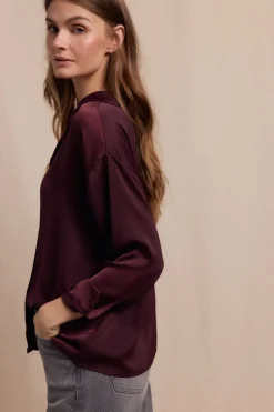 Slowlove Camisa lisa satinada Vino Outlet