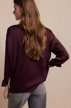 Slowlove Camisa lisa satinada Vino Outlet