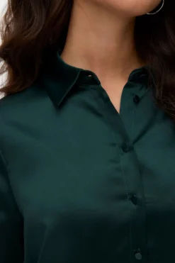 Vero Moda Camisa lisa satinada Verde oscuro Best