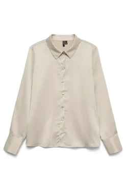 Vero Moda Camisa lisa satinada Beige