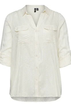 Vero Moda Curve Camisa lúrex talla grande Blanco Best