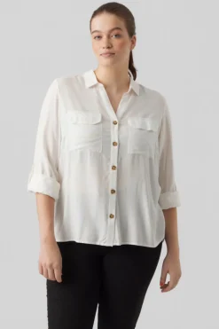 Vero Moda Curve Camisa manga 3/4 talla grande Blanco Hot