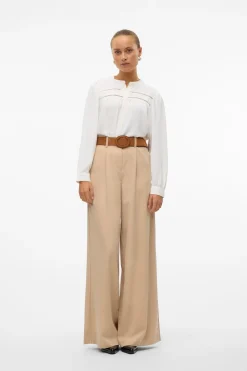 Vero Moda Camisa manga larga con calados Blanco Clearance