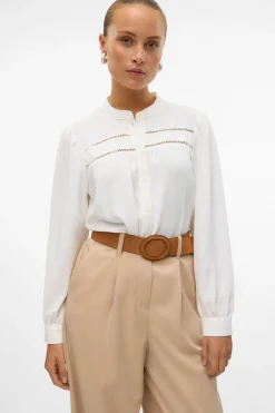 Vero Moda Camisa manga larga con calados Blanco Clearance