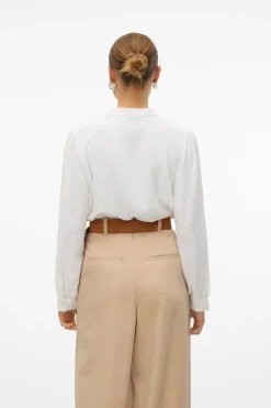 Vero Moda Camisa manga larga con calados Blanco Clearance