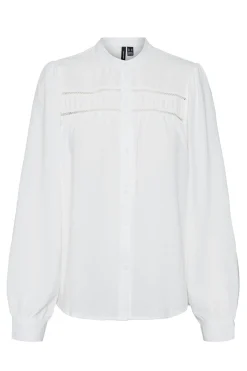 Vero Moda Camisa manga larga con calados Blanco Clearance