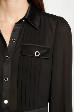 Morgan Camisa manga larga con pliegues Negro Best