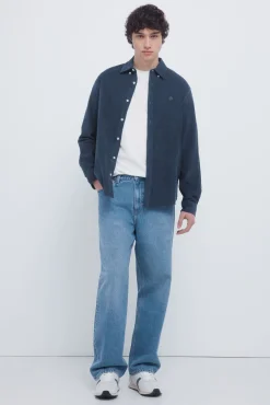 Springfield Camisa micro pana azul Outlet