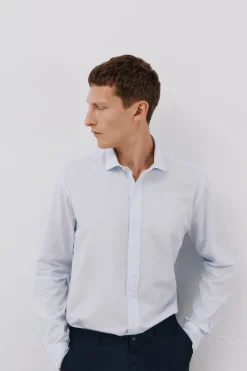 Cortefiel Camisa microcuadro algodón Azul Hot