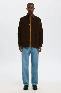 Selected Camisa micropana 100% algodón orgánico Marr&oacute;n Online