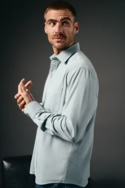 OOTO Camisa micropana lisa Azul New