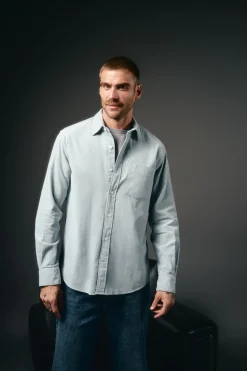 OOTO Camisa micropana lisa Azul New