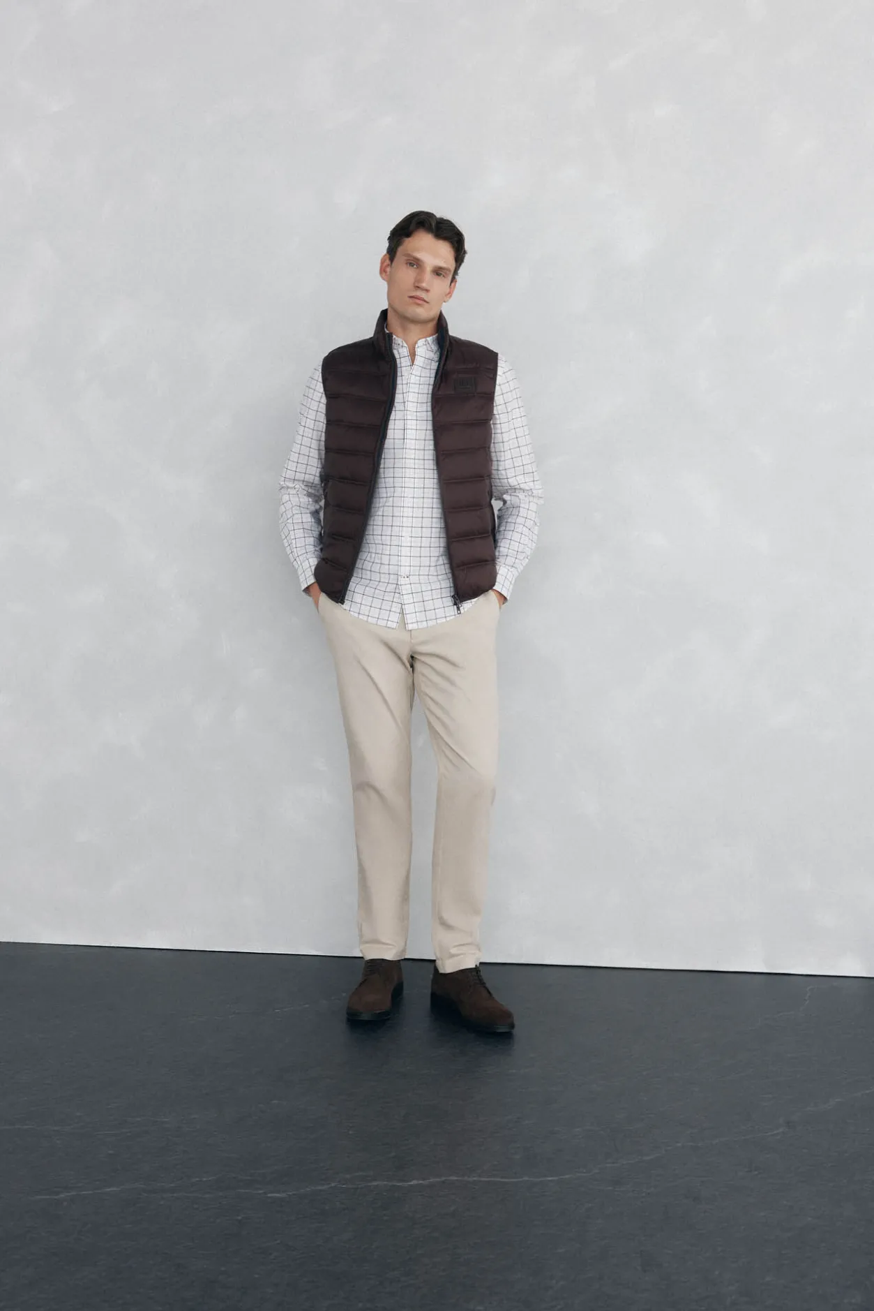 Pedro del Hierro Camisa non iron oxford cuadros Burdeos Best