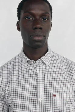 Pedro del Hierro Camisa non iron oxford cuadros Burdeos Clearance