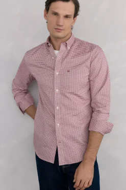Pedro del Hierro Camisa non iron oxford cuadros Burdeos Online