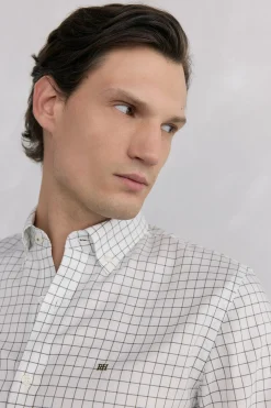 Pedro del Hierro Camisa non iron oxford cuadros Crudo Clearance