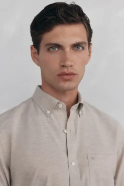Pedro del Hierro Camisa non iron oxford liso Beige Online
