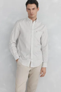 Pedro del Hierro Camisa non iron oxford rayas Beige