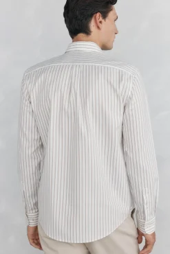 Pedro del Hierro Camisa non iron oxford rayas Beige