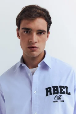 Springfield Camisa oxford bordado azul