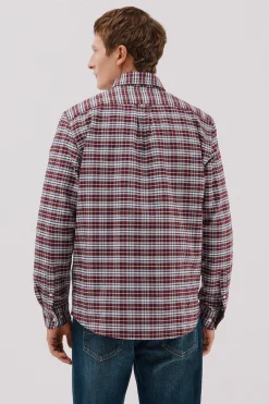 Cortefiel Camisa oxford cuadros Granate Best