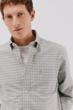 Cortefiel Camisa oxford cuadros Verde oscuro Sale